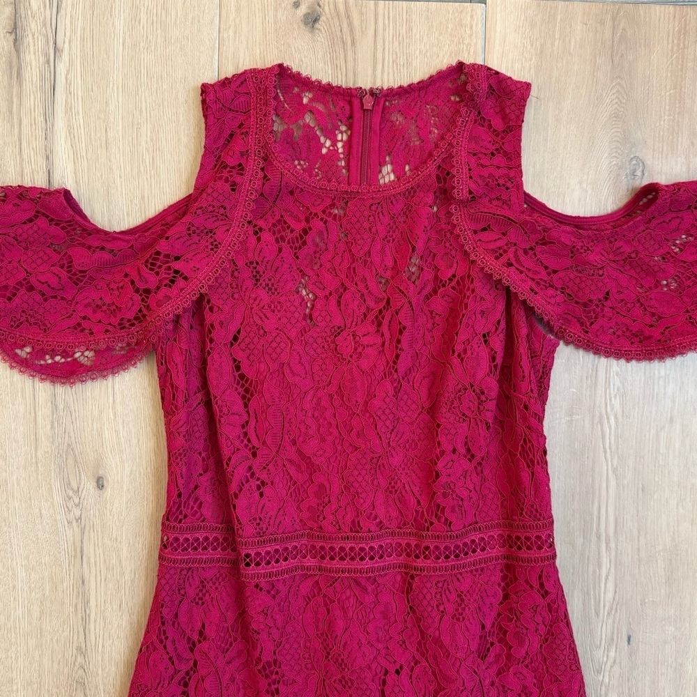 Laundry by Shelli Segal Red Lace Midi Dress Size 6 - Picture 6 of 11